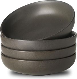 Stoneware Pasta Bowls, 34 oz Large Salad Bowl Set of 4, Ceramic Serving Bowls for Ramen, Pasta, Fruit, Cereal, Dinner, Wide and Shallow Bowls