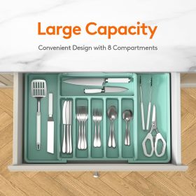 Silverware Drawer Organizer, Expandable Utensil Tray for Kitchen, BPA Free Flatware and Cutlery Holder (Material: Polypropylene)