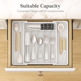 Silverware Drawer Organizer, Expandable Utensil Tray for Kitchen, BPA Free Flatware and Cutlery Holder (Material: Plastic)